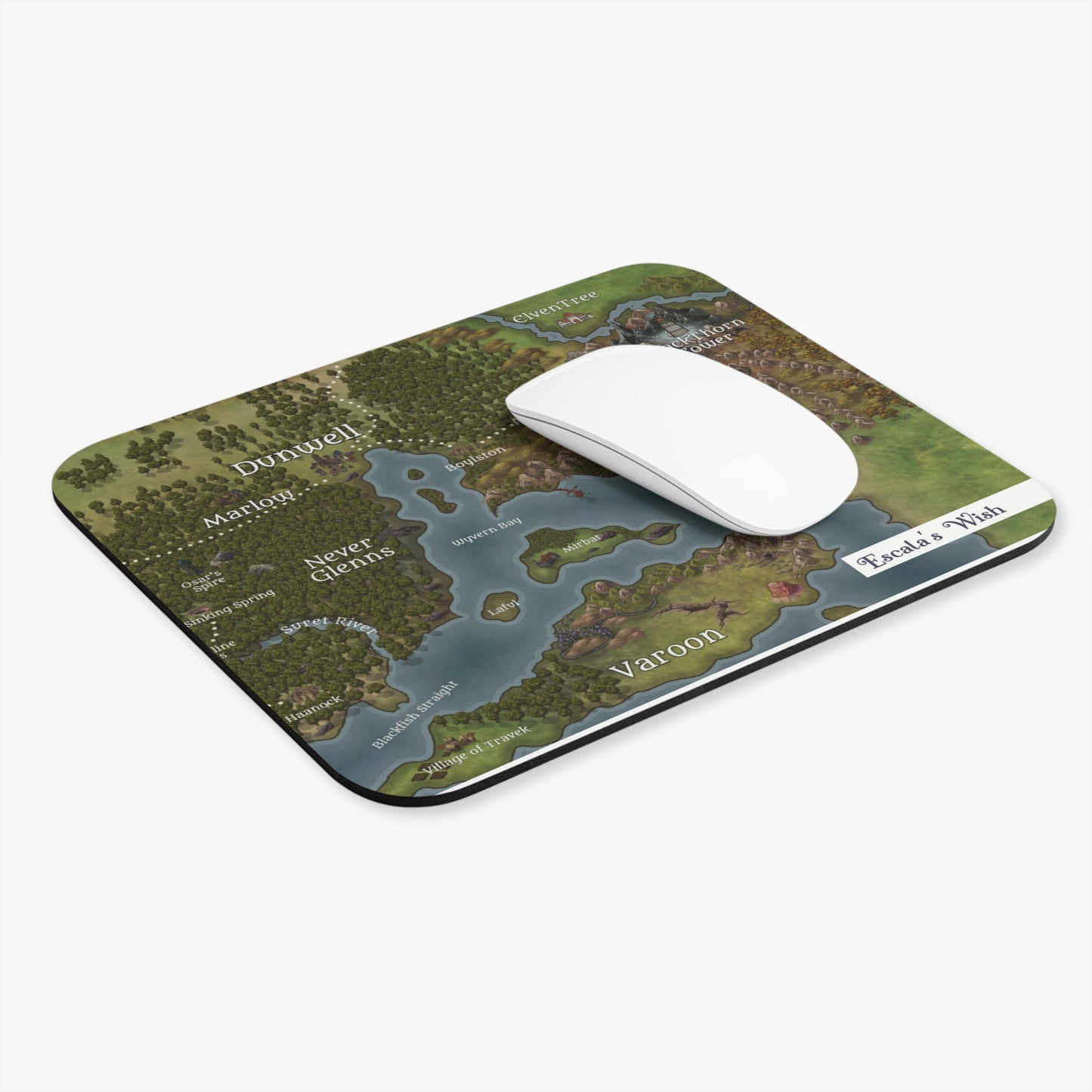 Fantasy World Map Mouse Pad — Dunwell & Varoon RPG Desk Mat
