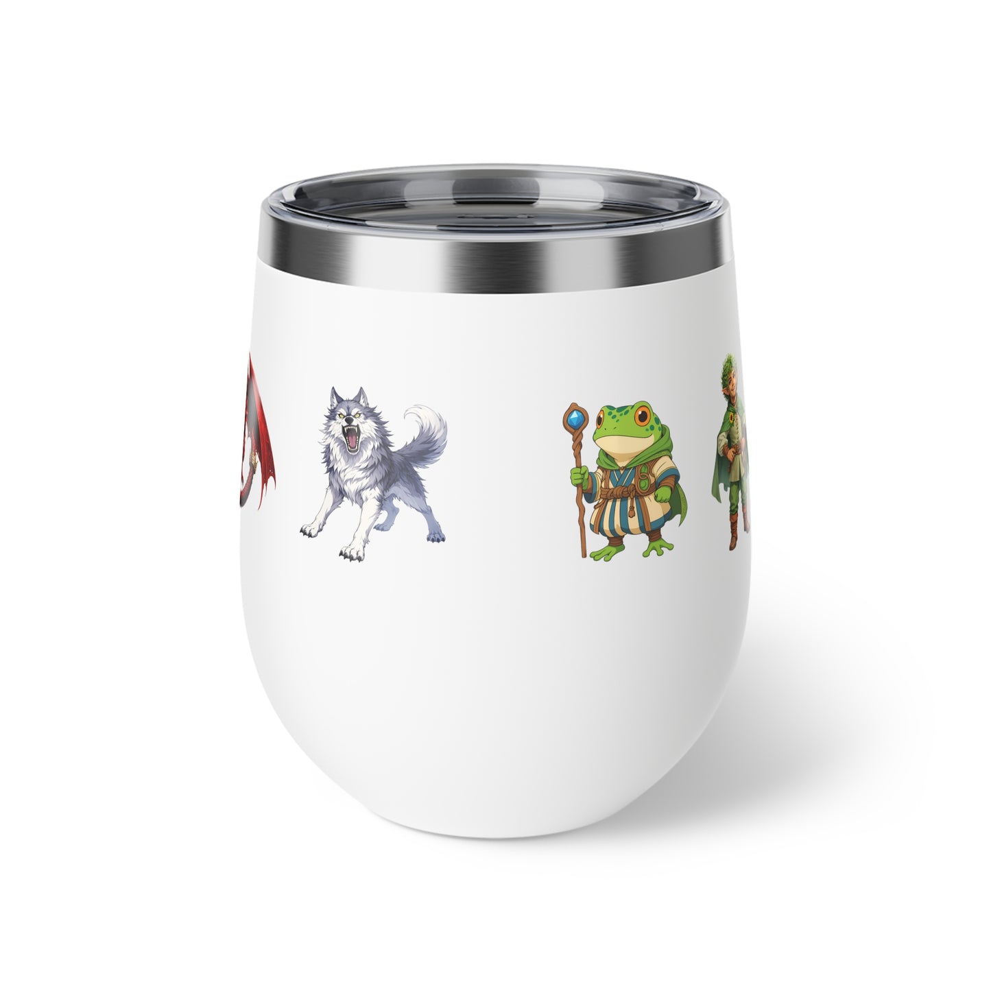 Fantasy RPG Character Wine Tumbler — 12oz Copper Vacuum Insulated Cup