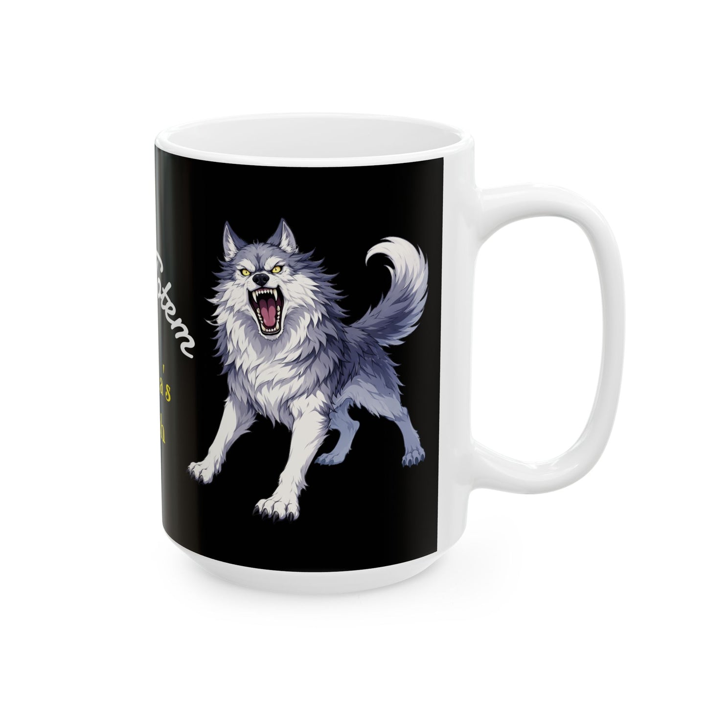 Wolf Totem Ceramic Mug — "Escala's Wish" Coffee Cup (11oz & 15oz)