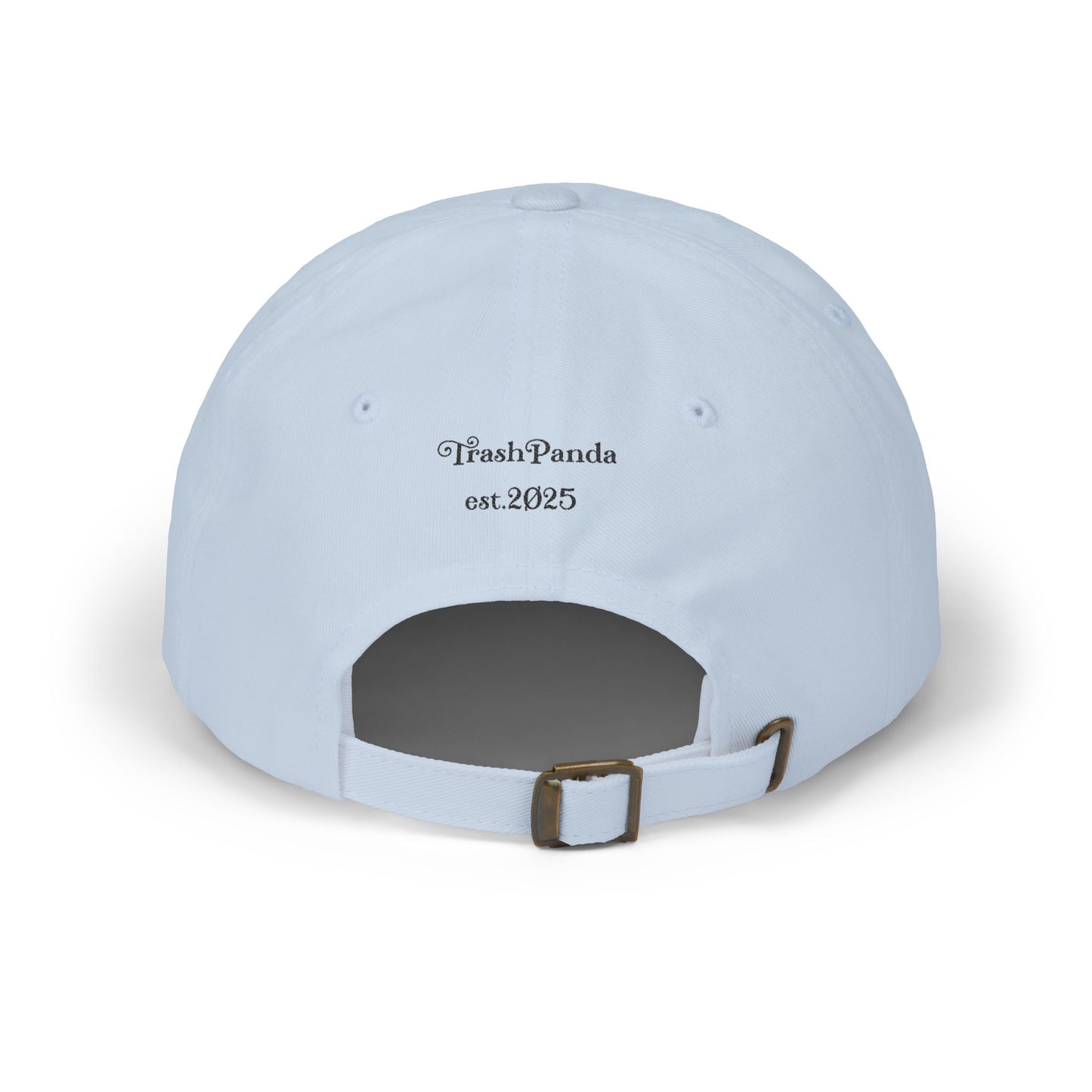 Dad Cap — Embroidered Raccoon Logo Dad Hat (Back Text: TrashPanda Est. 2025)