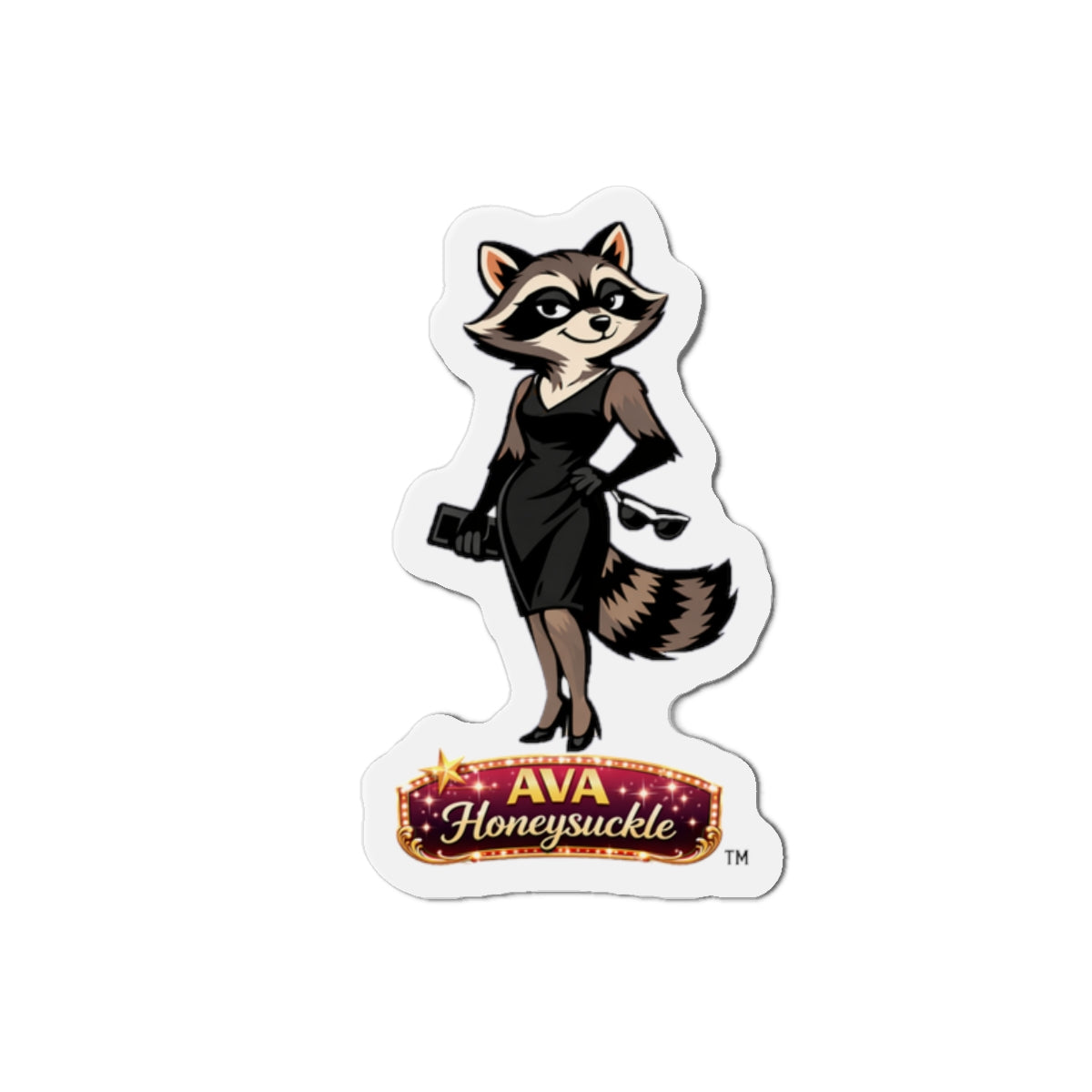 "Ava Honeysuckle" -  Raccoon Die-Cut Refrigerator Magnet