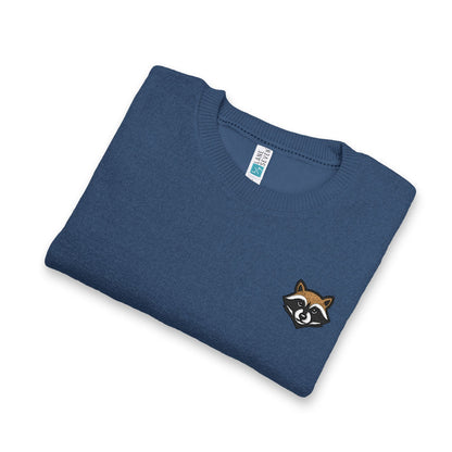 Embroidered Raccoon Chest Crewneck Sweatshirt — Nantucket-Inspired Casual Pullover