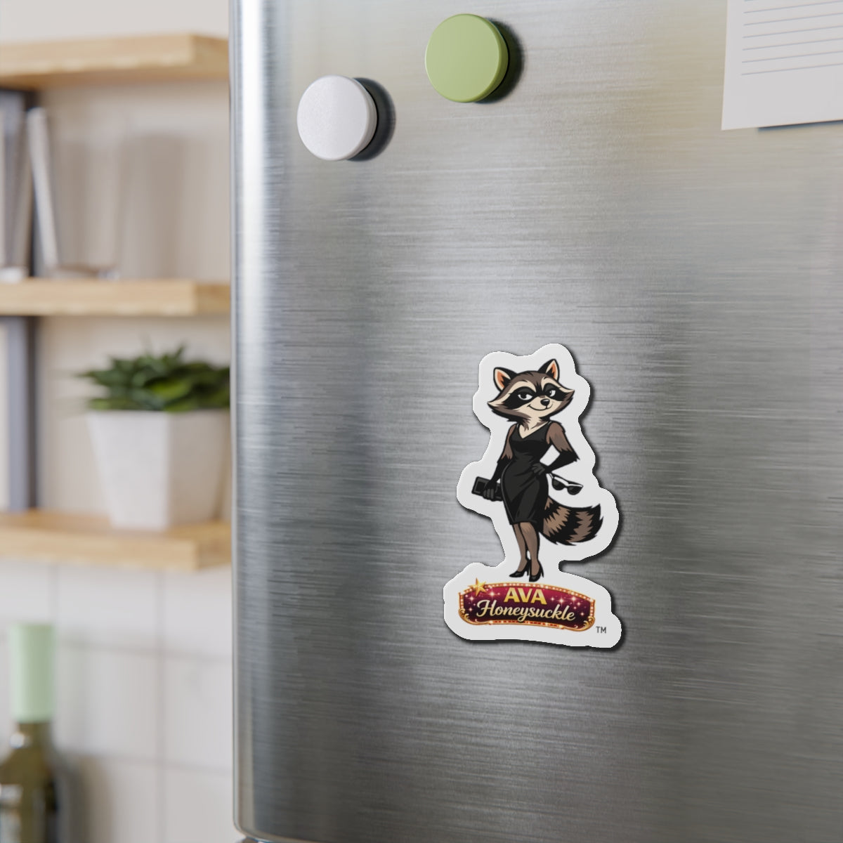 "Ava Honeysuckle" -  Raccoon Die-Cut Refrigerator Magnet