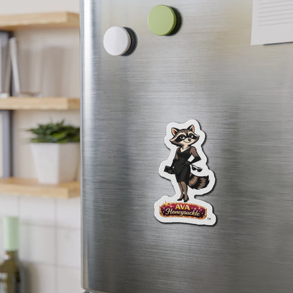"Ava Honeysuckle" -  Raccoon Die-Cut Refrigerator Magnet