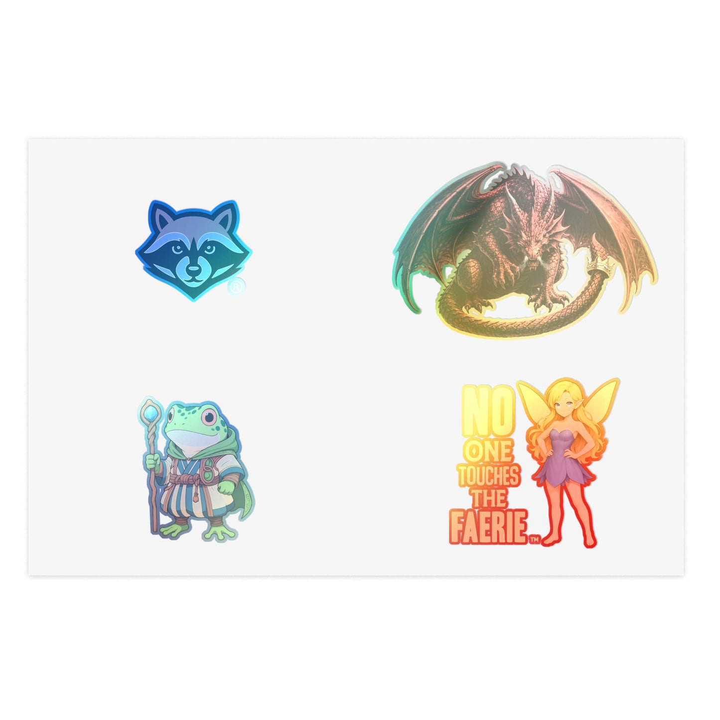 Fantasy Creature Sticker Sheet — Dragon, Frog Wizard, Fairy & Raccoon Decals