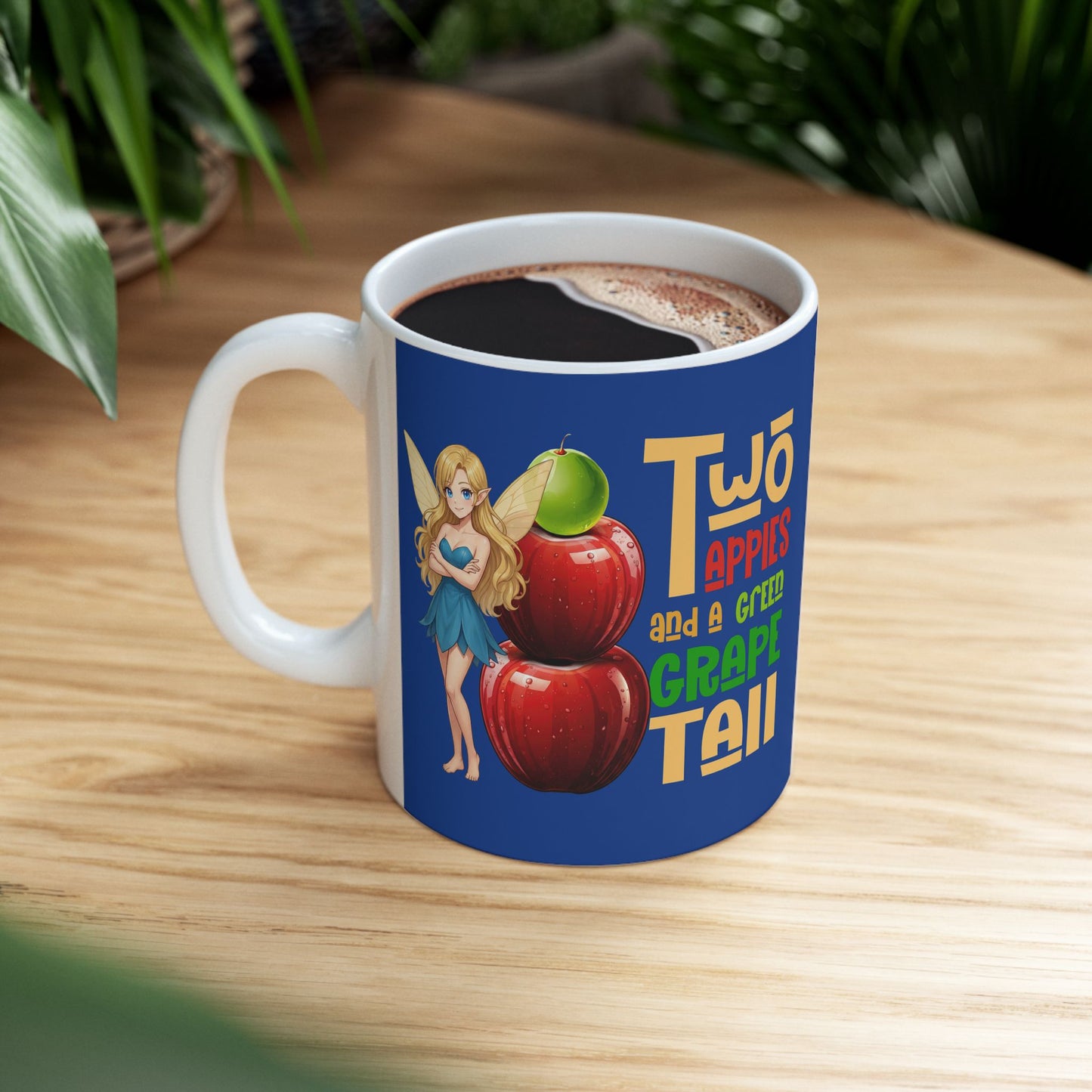 "Two Apples and a Green Grape Tall" - Escala Winter Ceramic Coffee Cup (11oz/15oz)