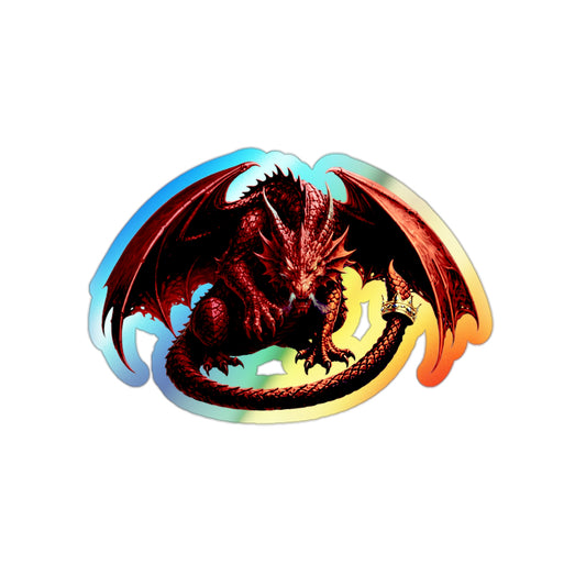 Holographic Dragon Sticker — Die-Cut Sparkle Decal for Laptops, Skateboards & Gear