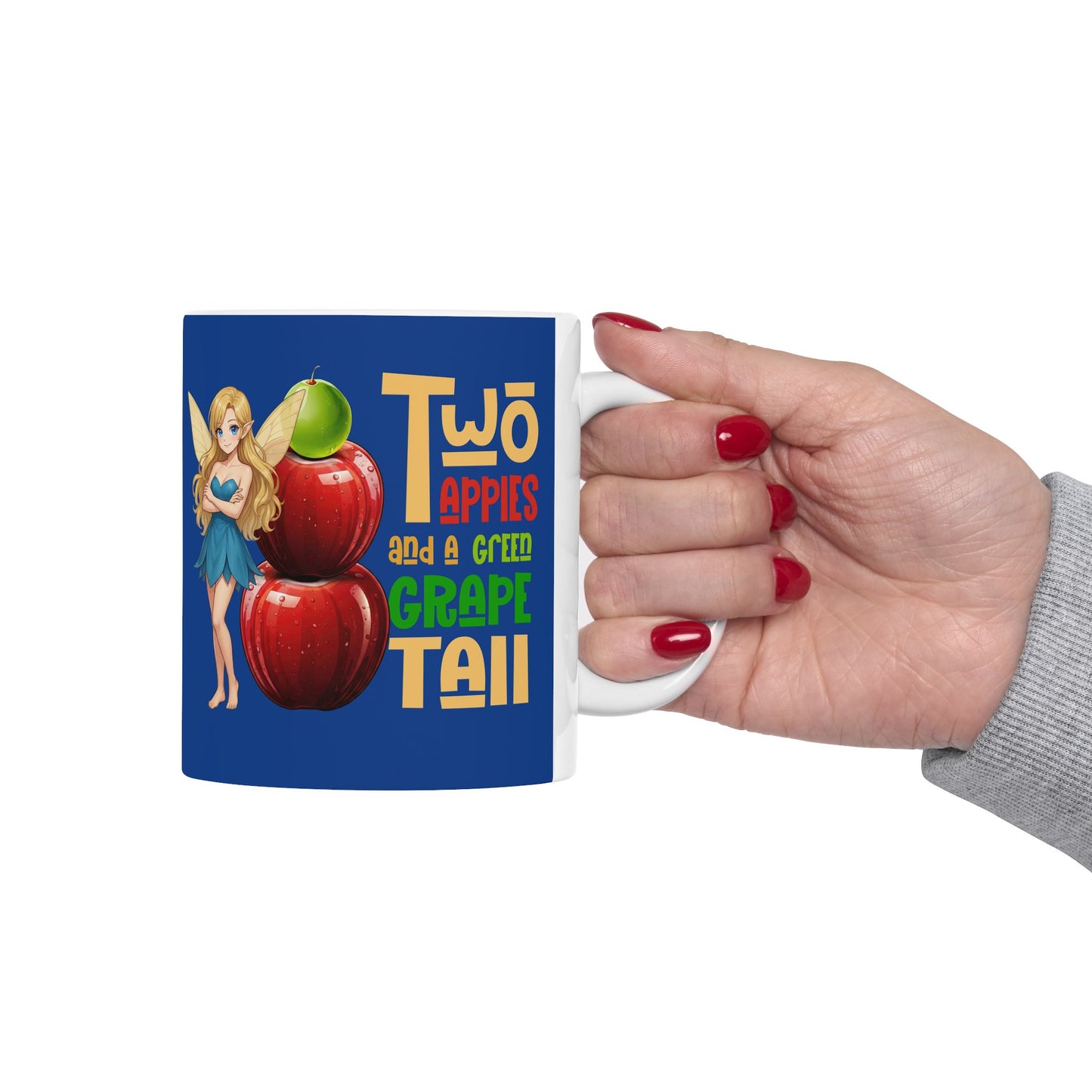 "Two Apples and a Green Grape Tall" - Escala Winter Ceramic Coffee Cup (11oz/15oz)