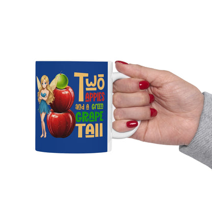 "Two Apples and a Green Grape Tall" - Escala Winter Ceramic Coffee Cup (11oz/15oz)