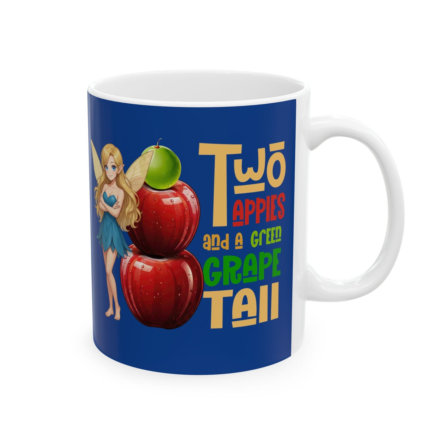 "Two Apples and a Green Grape Tall" - Escala Winter Ceramic Coffee Cup (11oz/15oz)