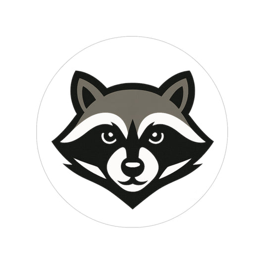 Raccoon Head Clear Outdoor Sticker — Weatherproof Round Vinyl Decal