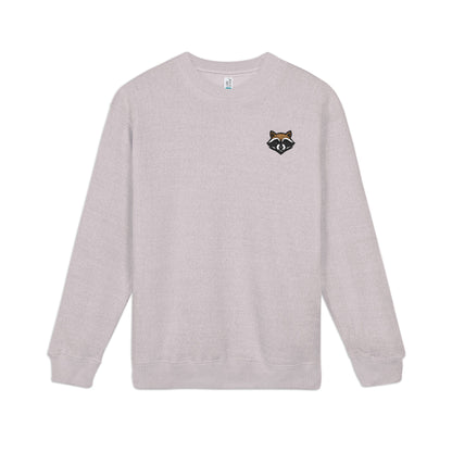 Embroidered Raccoon Chest Crewneck Sweatshirt — Nantucket-Inspired Casual Pullover