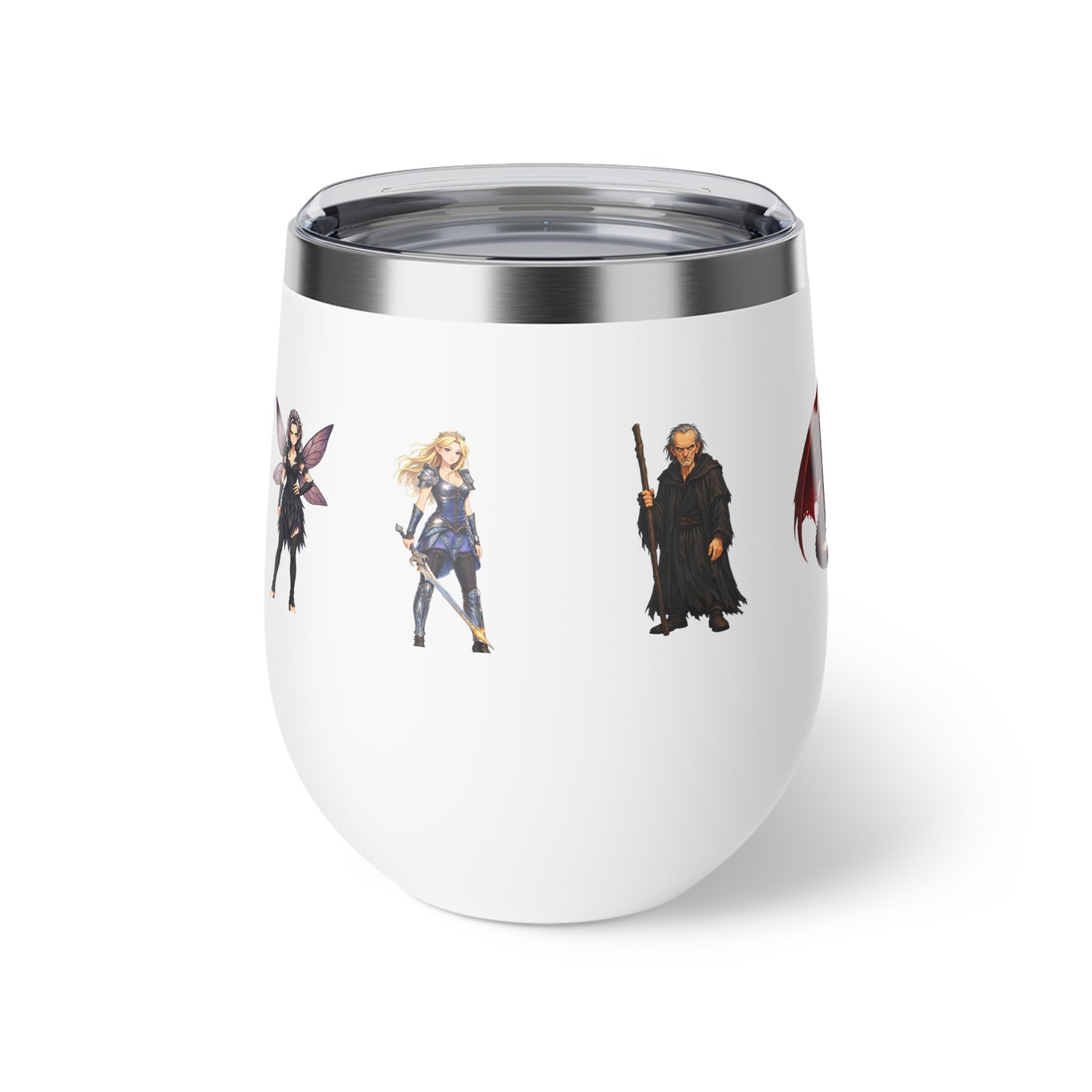 Fantasy RPG Character Wine Tumbler — 12oz Copper Vacuum Insulated Cup