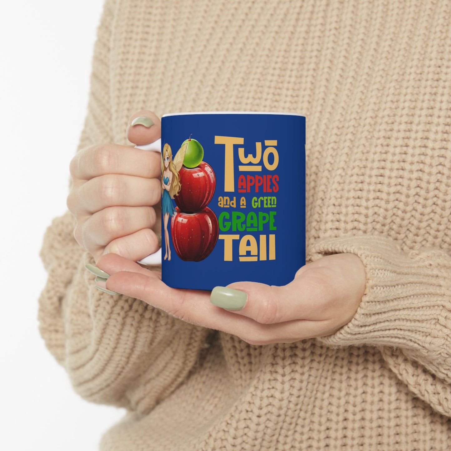 "Two Apples and a Green Grape Tall" - Escala Winter Ceramic Coffee Cup (11oz/15oz)