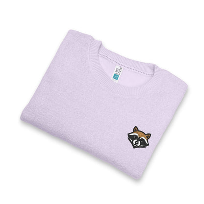Embroidered Raccoon Chest Crewneck Sweatshirt — Nantucket-Inspired Casual Pullover