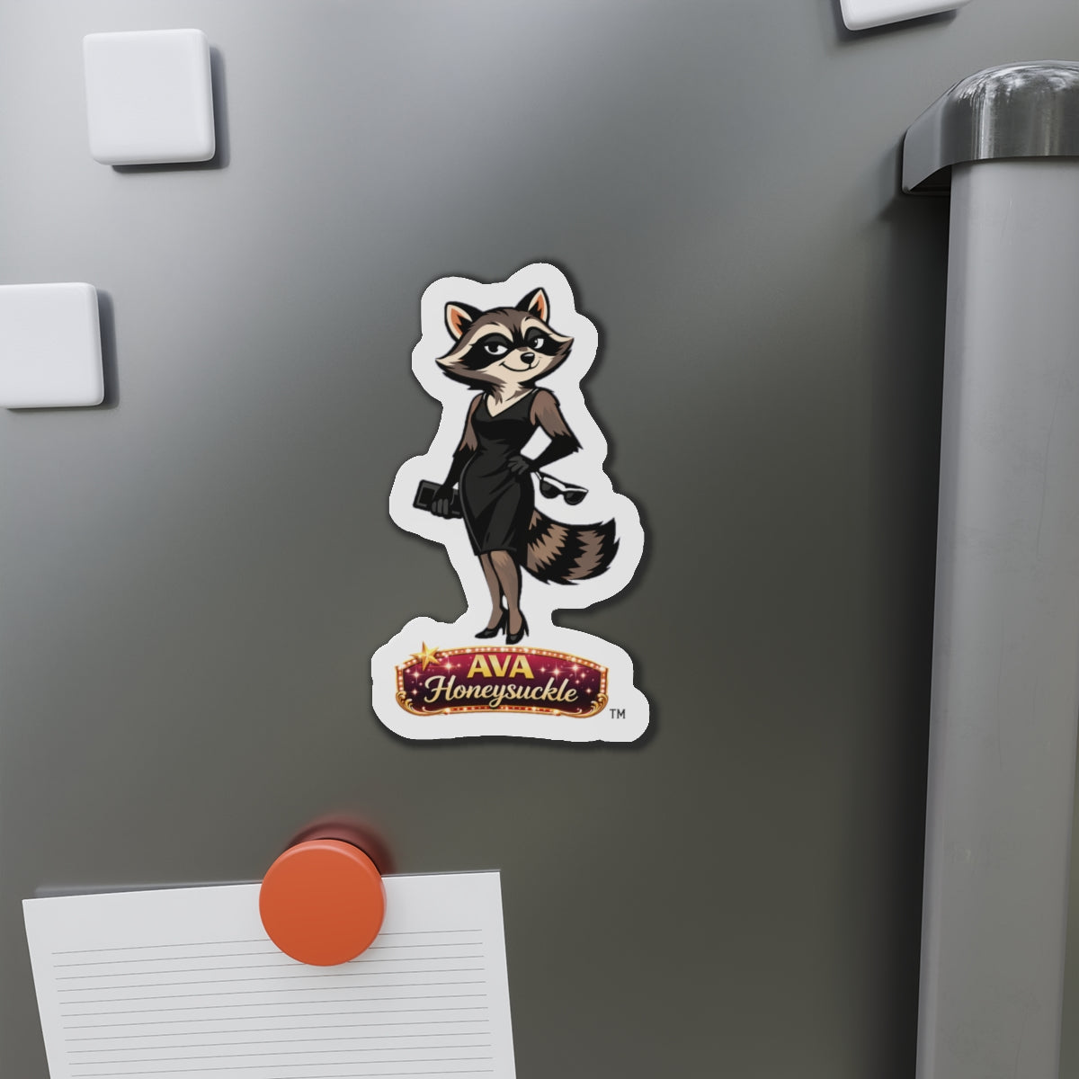 "Ava Honeysuckle" -  Raccoon Die-Cut Refrigerator Magnet