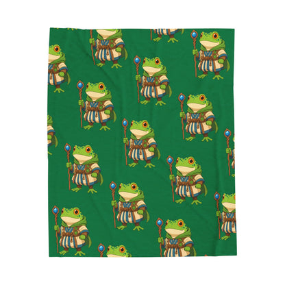Sticky - Velveteen Plush Blanket — Soft Green Magical Amphibian Throw