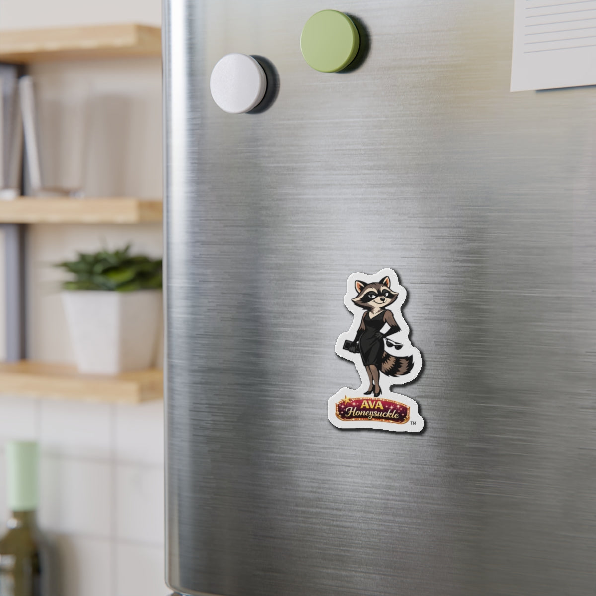 "Ava Honeysuckle" -  Raccoon Die-Cut Refrigerator Magnet