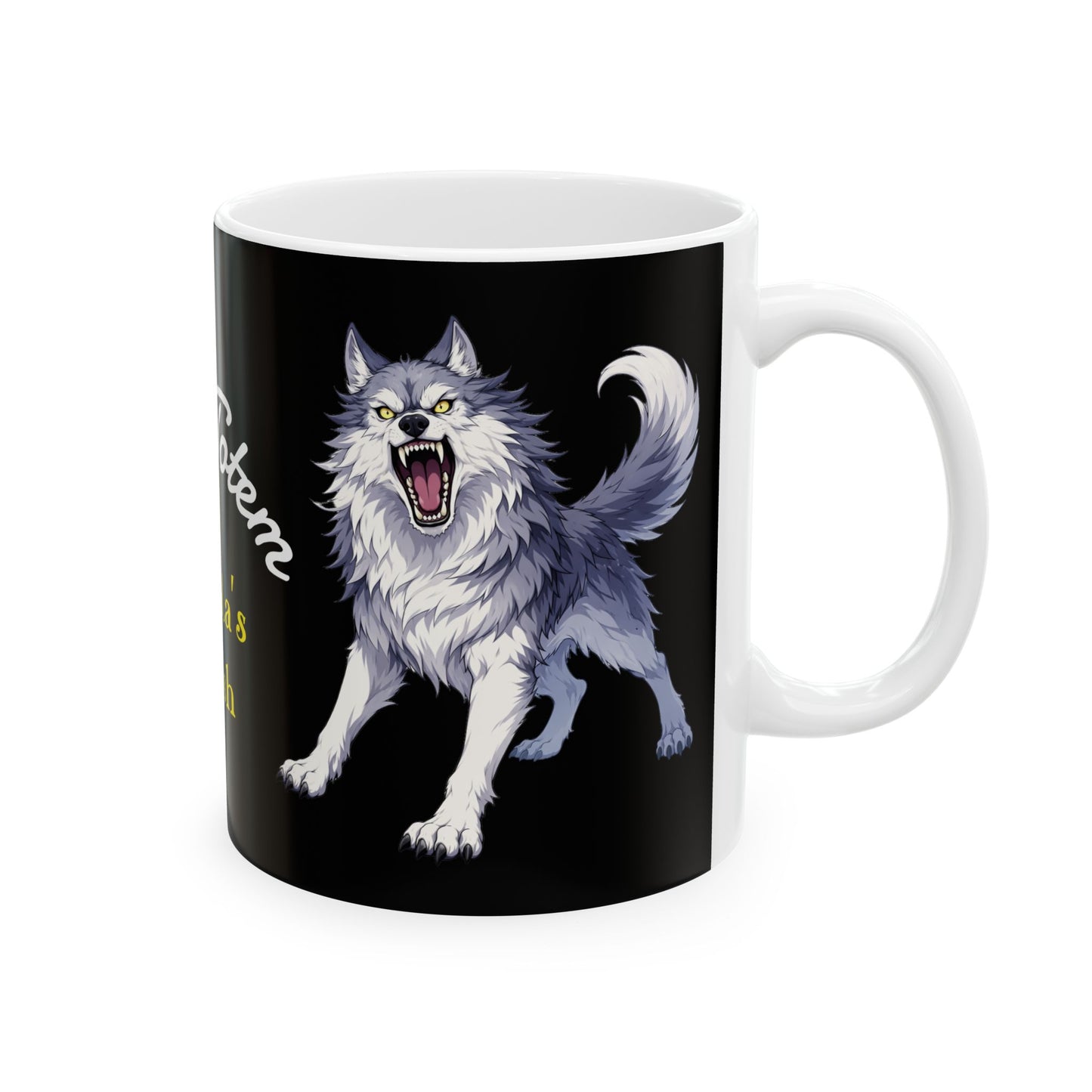 Wolf Totem Ceramic Mug — "Escala's Wish" Coffee Cup (11oz & 15oz)