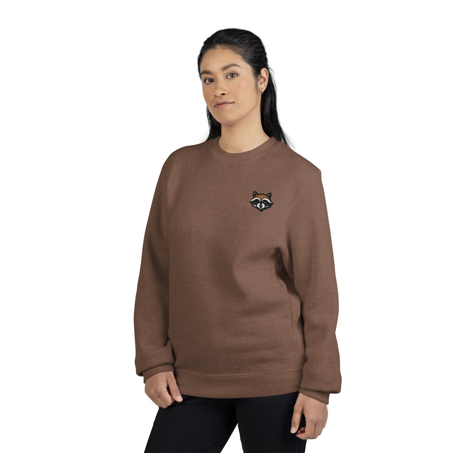 Embroidered Raccoon Chest Crewneck Sweatshirt — Nantucket-Inspired Casual Pullover
