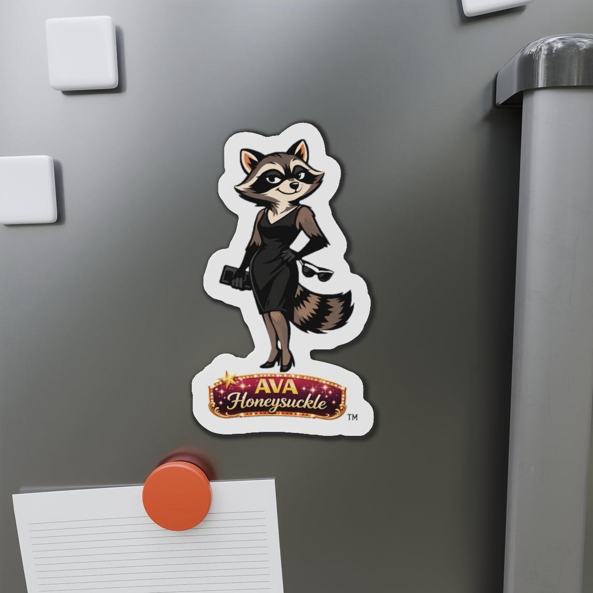 "Ava Honeysuckle" -  Raccoon Die-Cut Refrigerator Magnet