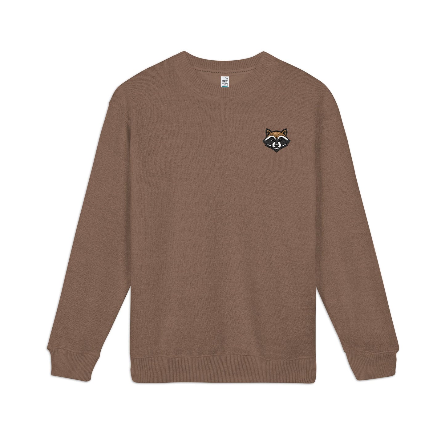 Embroidered Raccoon Chest Crewneck Sweatshirt — Nantucket-Inspired Casual Pullover