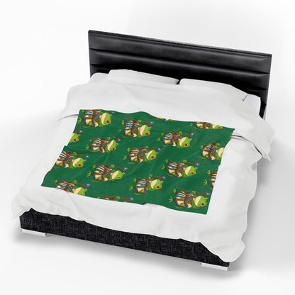 Sticky - Velveteen Plush Blanket — Soft Green Magical Amphibian Throw