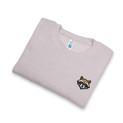 Embroidered Raccoon Chest Crewneck Sweatshirt — Nantucket-Inspired Casual Pullover