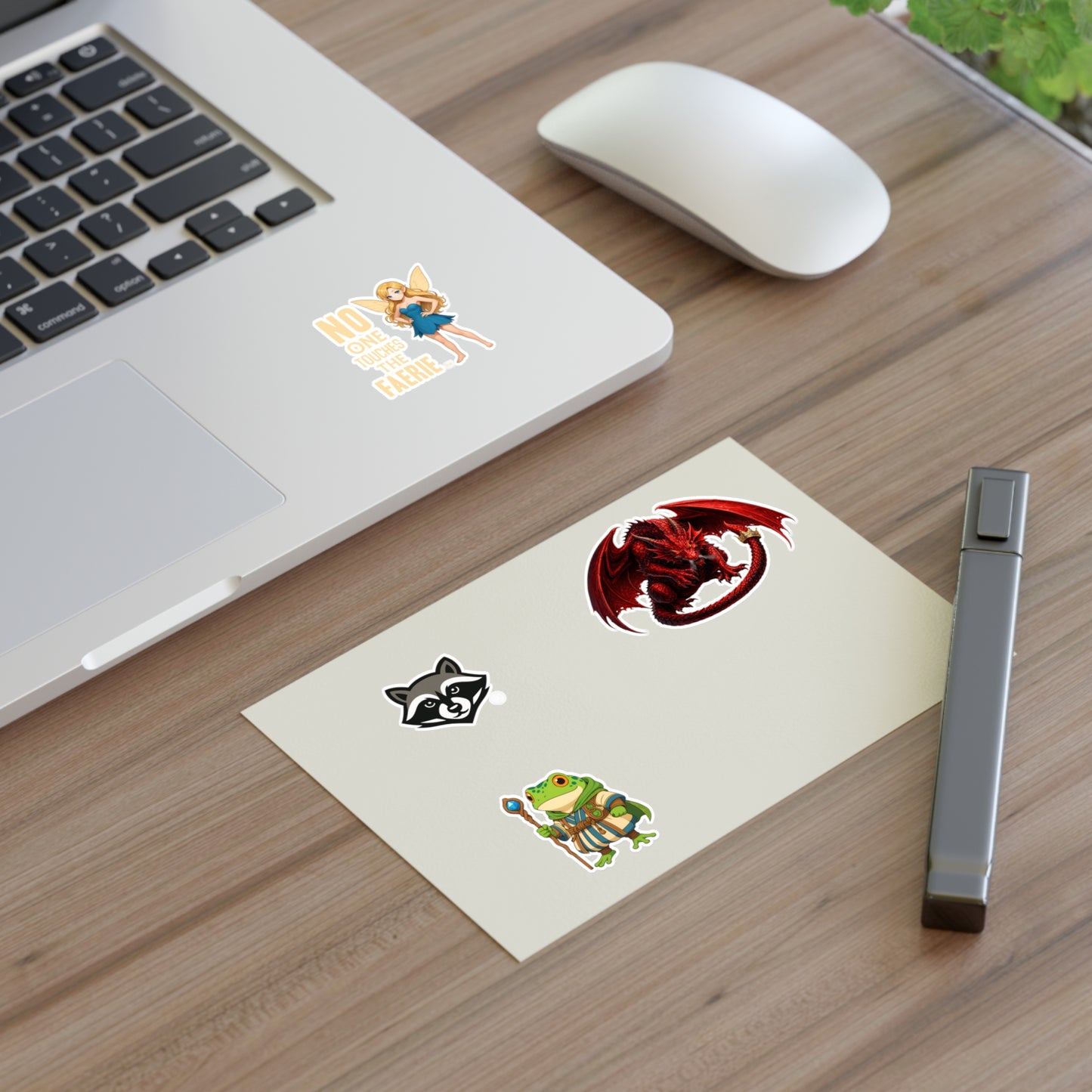 Fantasy Creature Sticker Sheet — Dragon, Frog Wizard, Fairy & Raccoon Decals