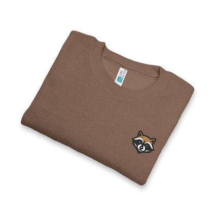 Embroidered Raccoon Chest Crewneck Sweatshirt — Nantucket-Inspired Casual Pullover
