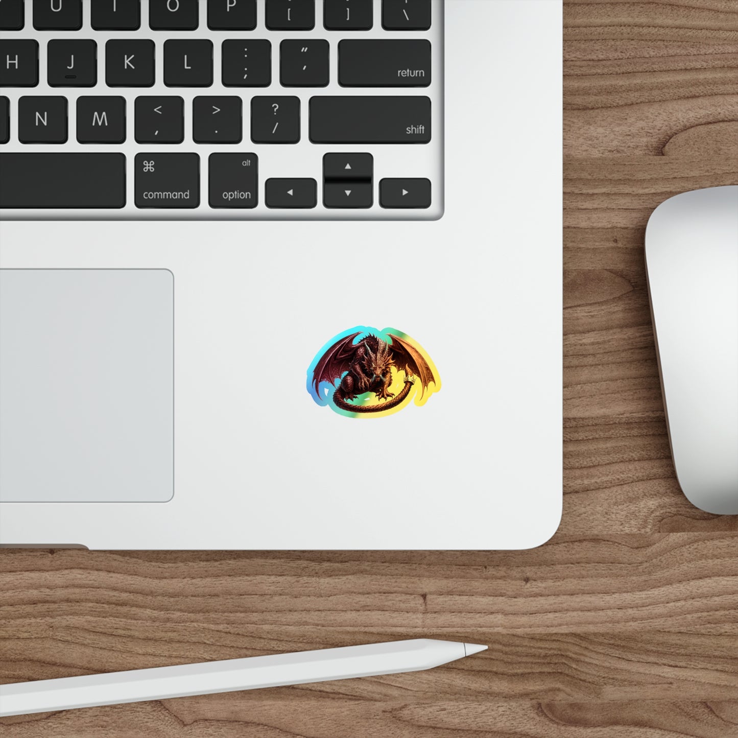 Holographic Dragon Sticker — Die-Cut Sparkle Decal for Laptops, Skateboards & Gear