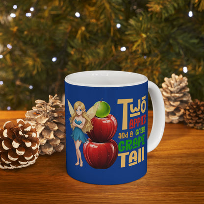 "Two Apples and a Green Grape Tall" - Escala Winter Ceramic Coffee Cup (11oz/15oz)