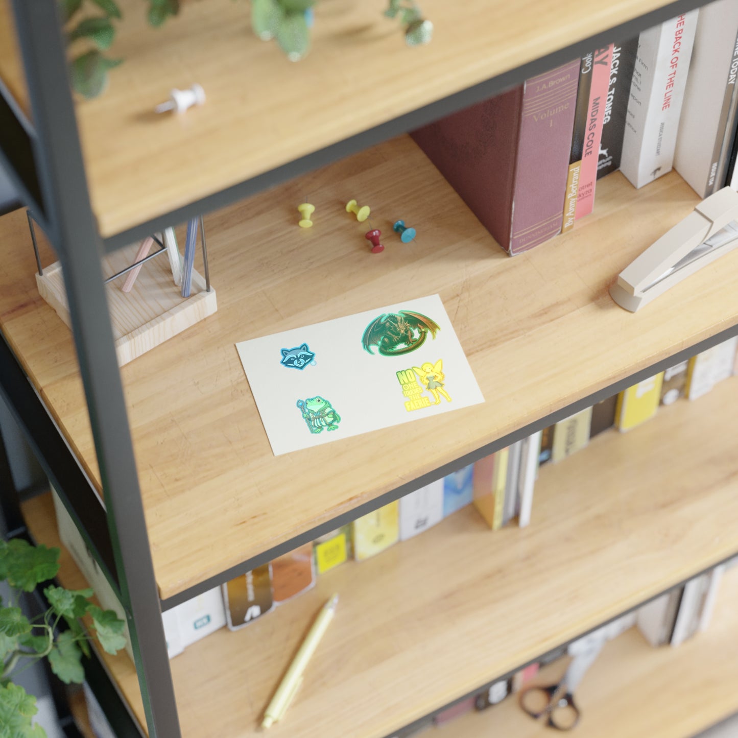 Fantasy Creature Sticker Sheet — Dragon, Frog Wizard, Fairy & Raccoon Decals