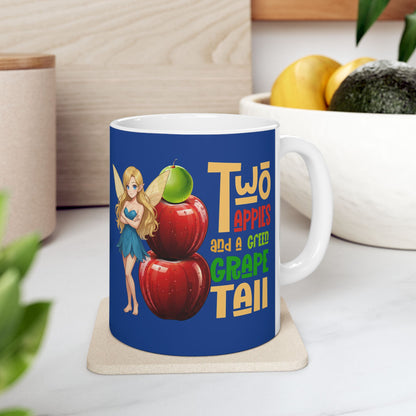"Two Apples and a Green Grape Tall" - Escala Winter Ceramic Coffee Cup (11oz/15oz)