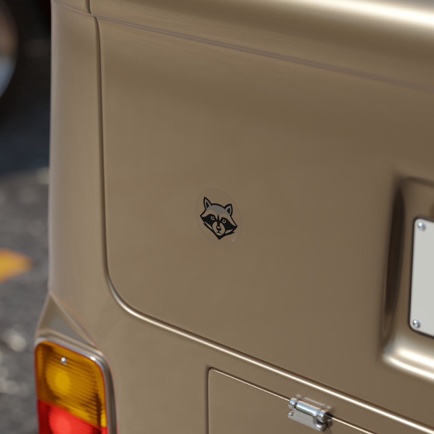 Raccoon Head Clear Outdoor Sticker — Weatherproof Round Vinyl Decal