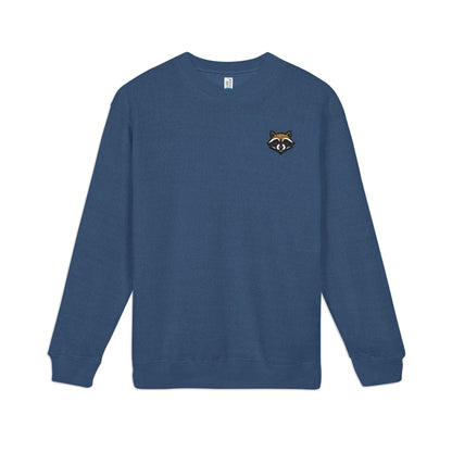Embroidered Raccoon Chest Crewneck Sweatshirt — Nantucket-Inspired Casual Pullover