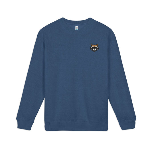 Embroidered Raccoon Chest Crewneck Sweatshirt — Nantucket-Inspired Casual Pullover